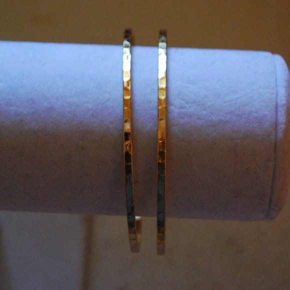 Set of Two Hammered Bangle Bracelets - Picture 5 of 5